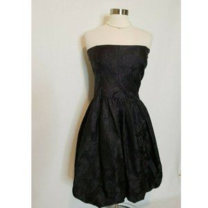Ann Taylor Black Dress Formal Party Strapless Floral Print Size 12